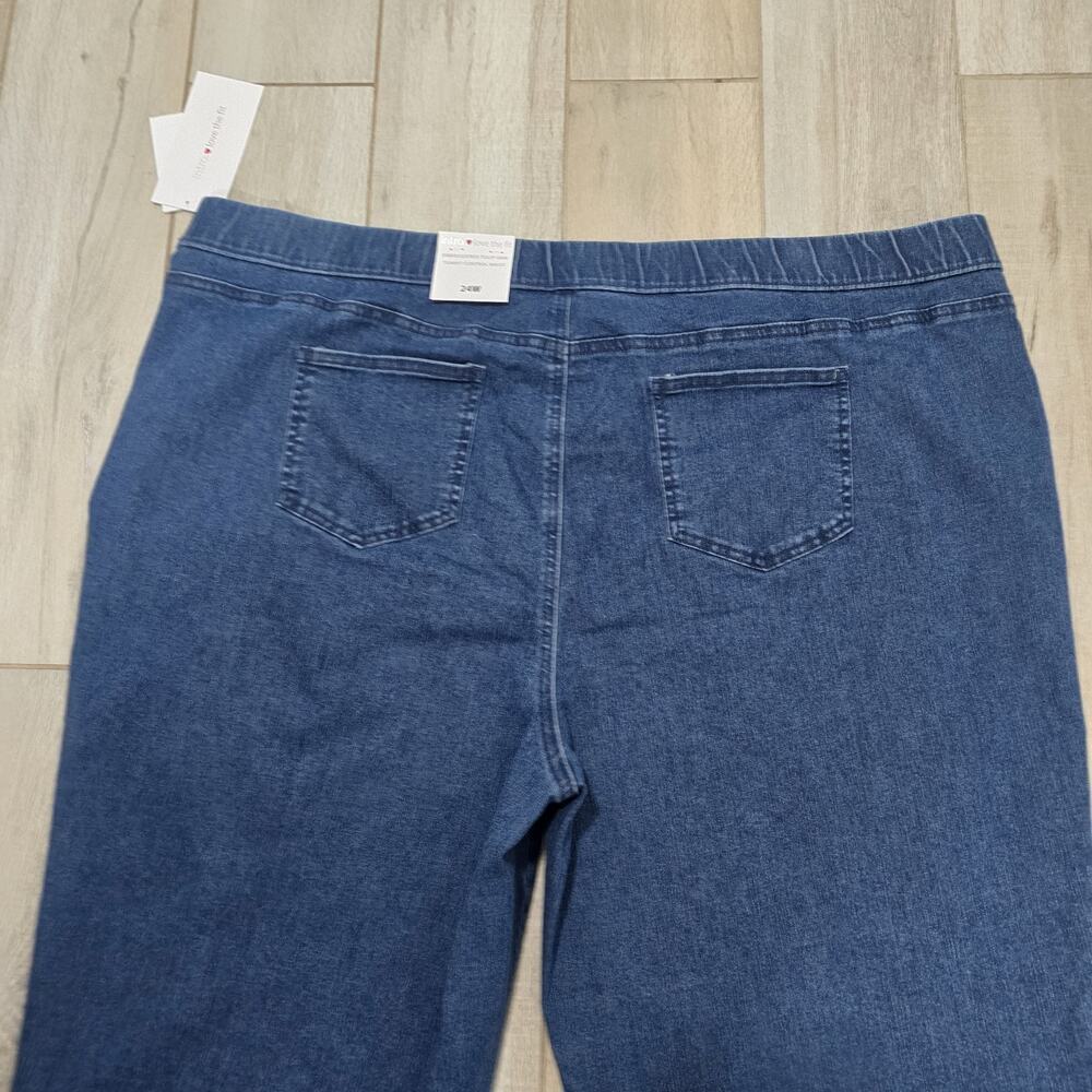 Intro Straight Leg Tulip Eyelet Embroidered Frayed Hem Pull-On Ankle Pants 24W - Picture 8 of 11